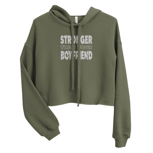 Stronger Than Your Boyfriend Embroidered Crop Hoodie - Image 4